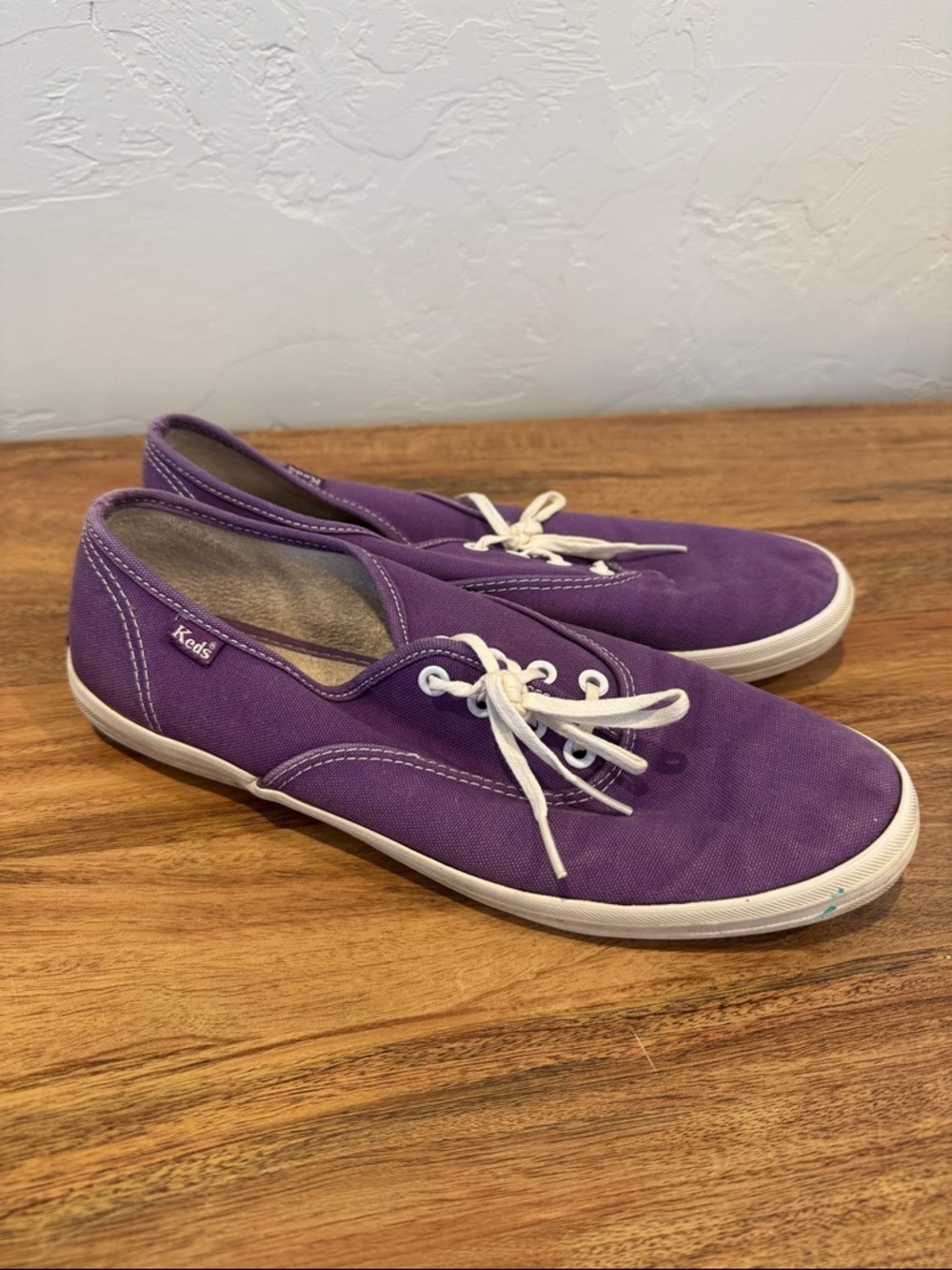 Keds Purple Canvas Lace-Up Sneakers with White Trim